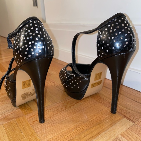 Black rhinestone platform pump size 7 high heel - Picture 2 of 10